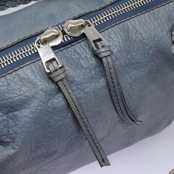 GUCCI Bamboo Tote Bag Leather Blue Silver - Picture 14 of 16